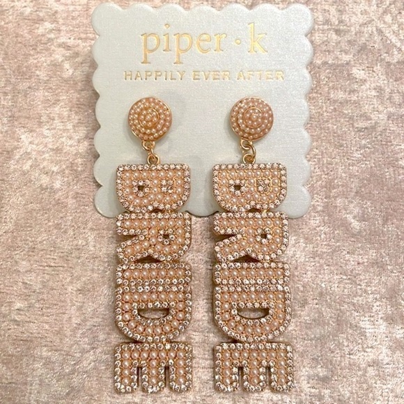 Brand New Piper K Bride Rhinestone Cultured Pearl Drop Earrings Wedding Shower - Picture 12 of 12